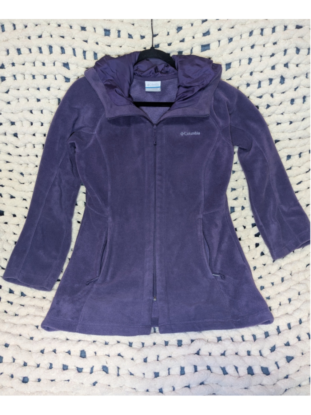 Columbia Women’s Medium Purple Hooded Full Zip Fleece Jacket Long Coat